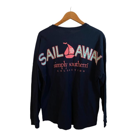 Simply Southern Anchor navy long sleeve shirt large - Picture 2 of 3